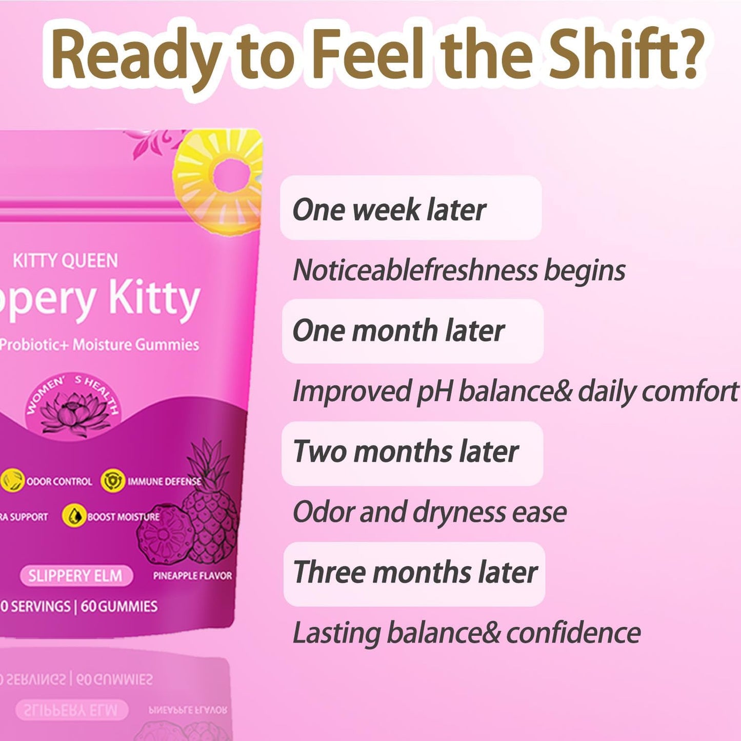 Slippery Kitty Feminine Probiotic + Moisture Gummies