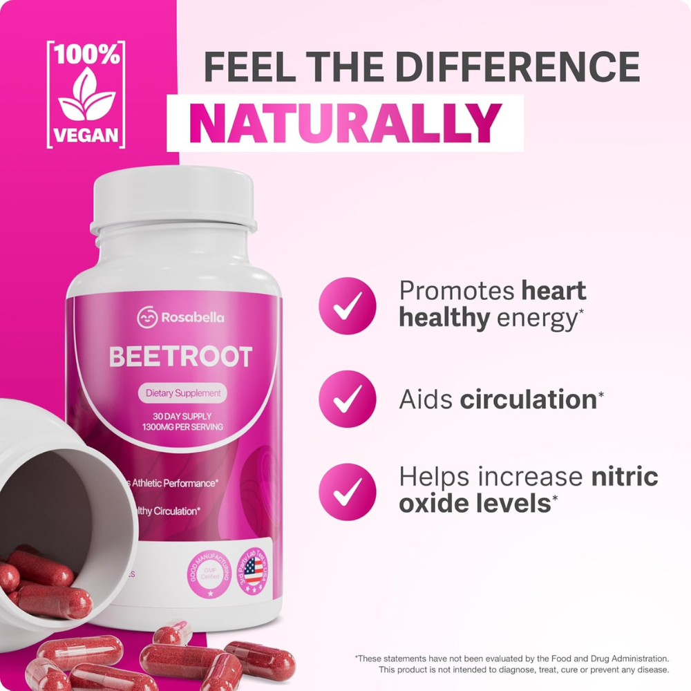 Beet Root Capsules 1300mg Beetroot Powder